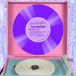 Unik Lila Vinylrekfödelsedag Inbjudningar