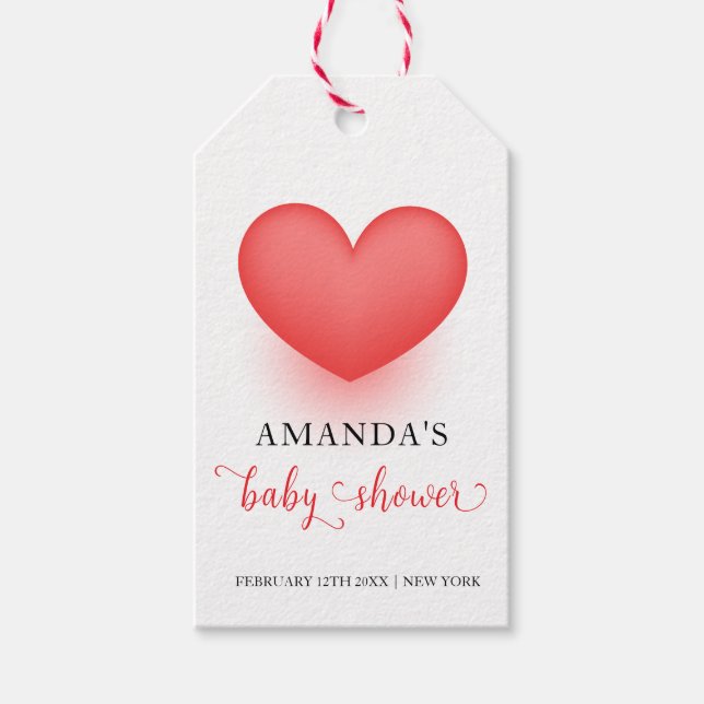 Unik, lilla, älskling Valentine Baby Shower Presentetikett (Framsidan)