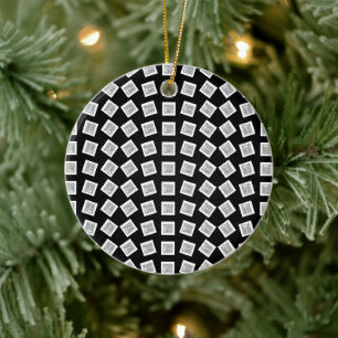 Unik Logotyp eller Image Mönster   Svart (redigerb Julgransprydnad Keramik