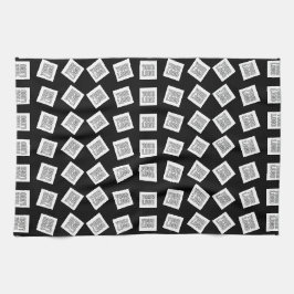 Unik Logotyp eller Image Mönster | Svart (redigerb Kökshandduk