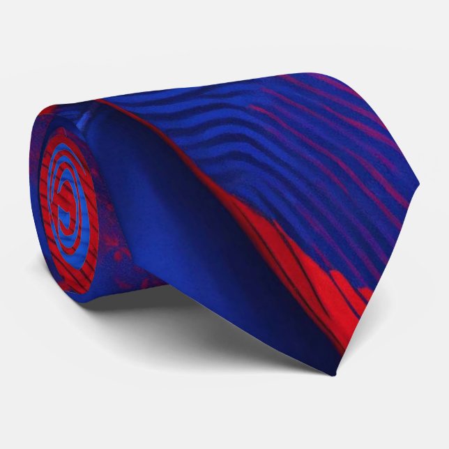Unik Luxi Red Blue-utskrift för vattenfärg Slips (Rullad)