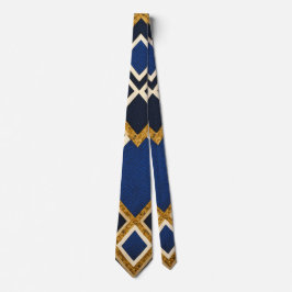 Unik luxury Guld Blue Print Neck Tie Slips