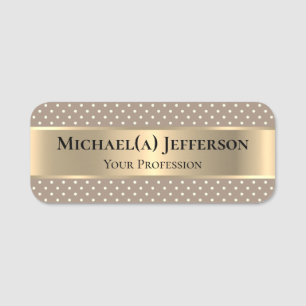Unik luxury Guld och Straw Light Brown Polka Dot Namnbricka