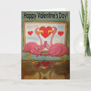 Unik lyckligt valentin för Flamingo kort för dag