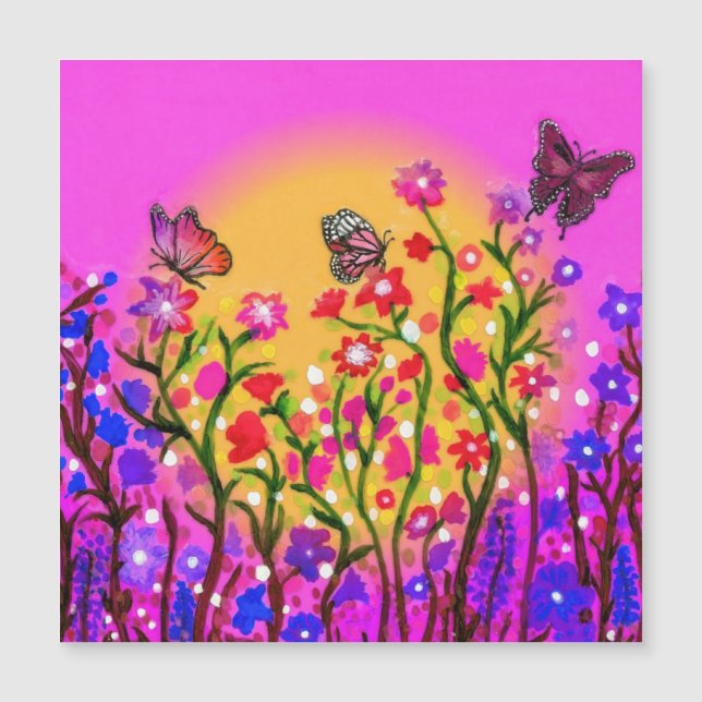 Unik magnet med vackra vilda blommor (Framsida)