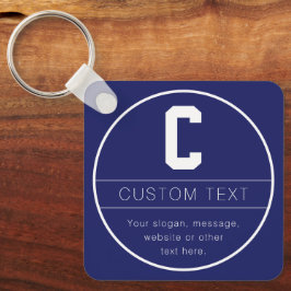 Unik mall för Namn och monogram | Blåblå marin Nyckelring