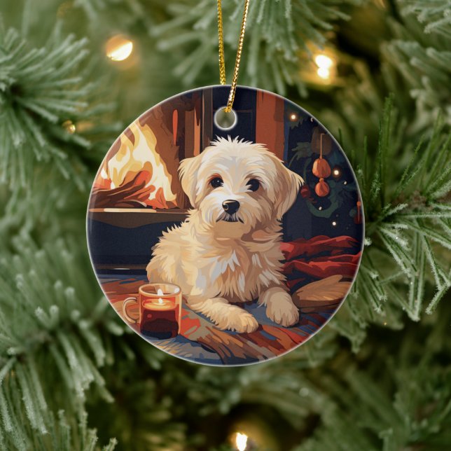 Unik maltesisk jul, gåva för Hundälskare Julgransprydnad Keramik (Träd)