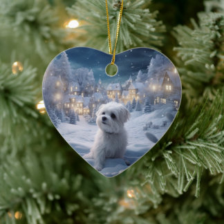 Unik maltesisk jul, gåva för Hundälskare Julgransprydnad Keramik