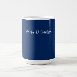 Unik marinblå klassisk handstil enfärgad kaffemugg