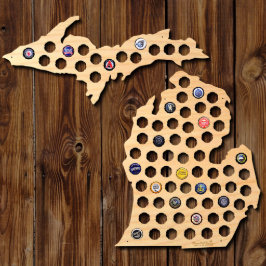 Unik Michigan State Wooden Beer Flaska Cap Karta