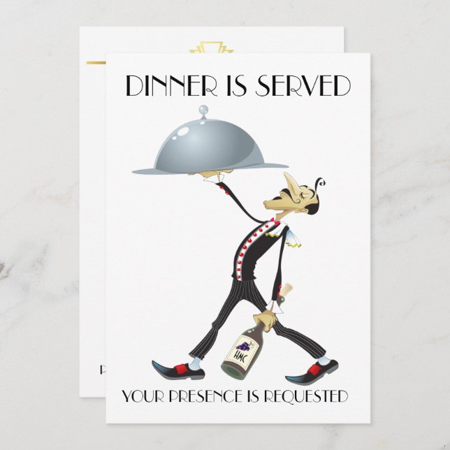 Unik middags-/sammankomst inbjudan (Fram/baksida)