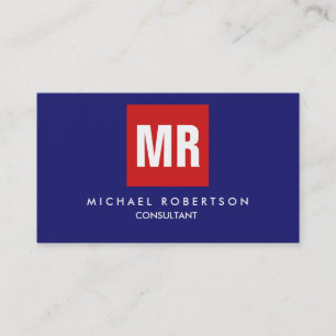 Unik, Midnight Blue Red Monogram Visitkort