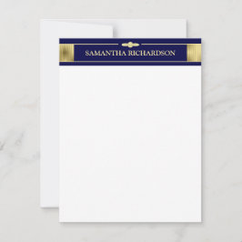 Unik minimalistisk marin blå och Guld Namn Anteckningskort