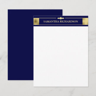 Unik minimalistisk marin blå och Guld Namn Anteckningskort