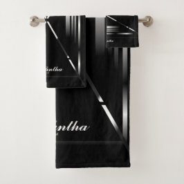 Unik, minimalistisk, svart och Silver monogrammad