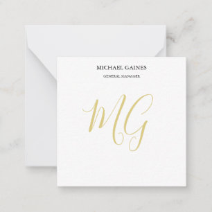 Unik, minimalistisk vit Guld Färg Monogram White Anteckningskort