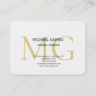 Unik, minimalistisk vit Guld Färg Monogram White Visitkort