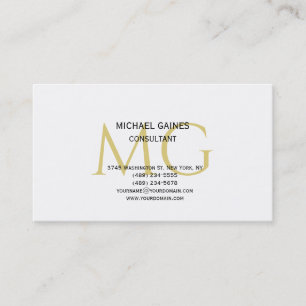 Unik, minimalistisk vit Guld Färg Monogram White Visitkort