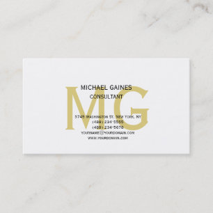 Unik, minimalistisk vit Guld Färg Monogram White Visitkort