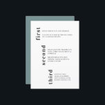 Unik minsta Lodrät för turkos Bröllop Meny<br><div class="desc">Unik meny med minimal turkos blått Lodrät Bröllop med makens namn och bröllop på baksidan. All text fält och färg är anpassade i verktyg.</div>