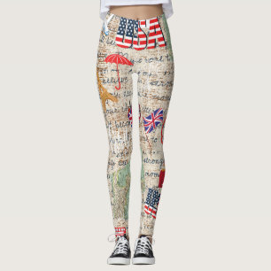 Unik Mode Förenade stater Kartor och textformat Leggings
