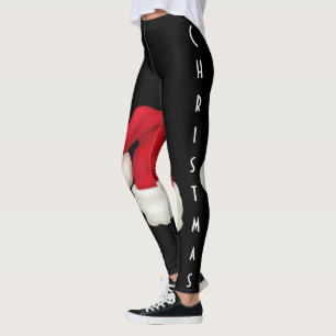Unik moderiktig helgdag för julSanta hatt Leggings