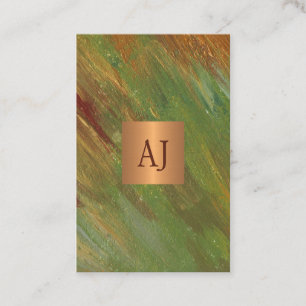 Unik modern abstrakt-penseldrag guld monogram visitkort