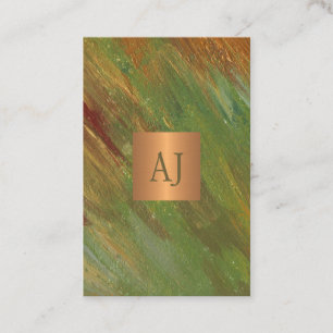 Unik modern abstrakt-penseldrag guld monogram visitkort