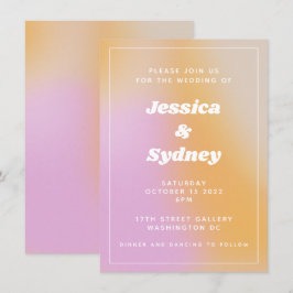 Unik Modern Abstrakt Rosa Gradient Bröllop Inbjudningar