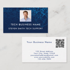 Unik Modern Blå Foto QR-kod Tech Professionell