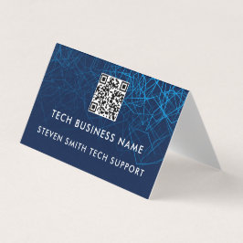 Unik Modern Blå QR-kod Anpassad Tech-företag Visitkort