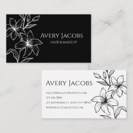 Unik Modern Black and White Boho-Blommigt Visitkort