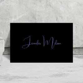 Unik Modern Black & Neon Lila Calligraphy Visitkort