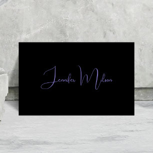 Unik Modern Black & Neon Lila Calligraphy Visitkort
