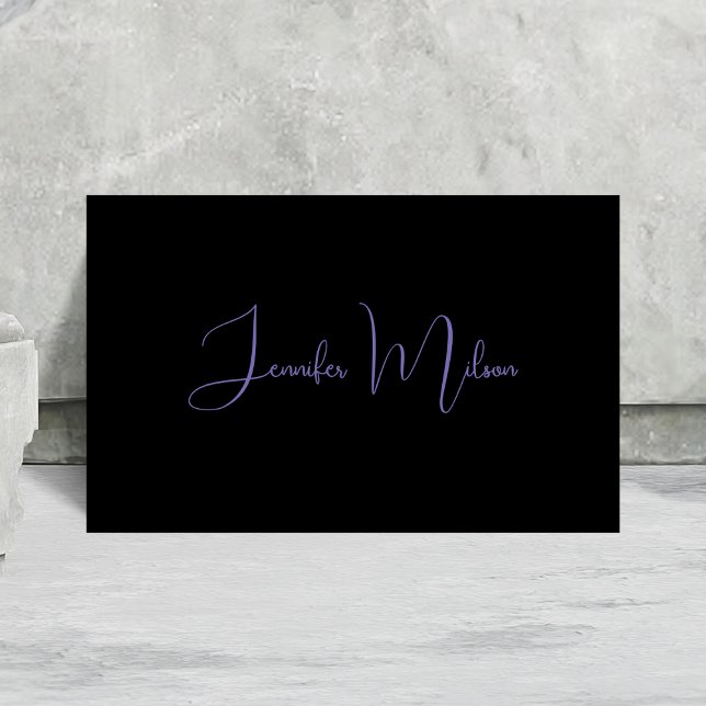 Unik Modern Black & Neon Lila Calligraphy Visitkort (Skapare uppladdad)