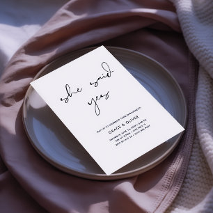 Unik Modern Calligraphy sa ja-Förlovning Inbjudningar