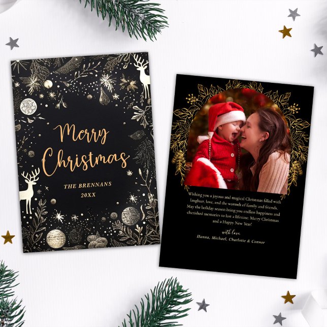 Unik modern Elegant för julfoto Julkort (Christmas Photo Elegant Unique Modern Holiday Card)