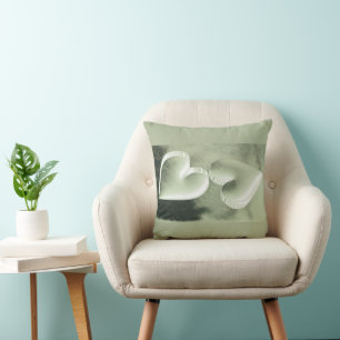 Unik modern elegant två silver-hjärtan kudde