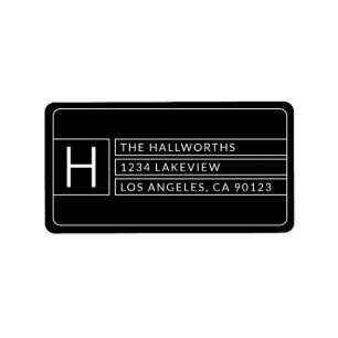 Unik modern geometrisk snyggt   Svartvitt Adressetikett