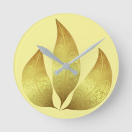 Unik modern guld löv hand teckning rund klocka