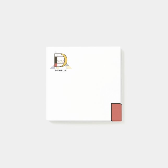 Unik modern konstmonogram. Bokstav D Post-it Block (Framsida)