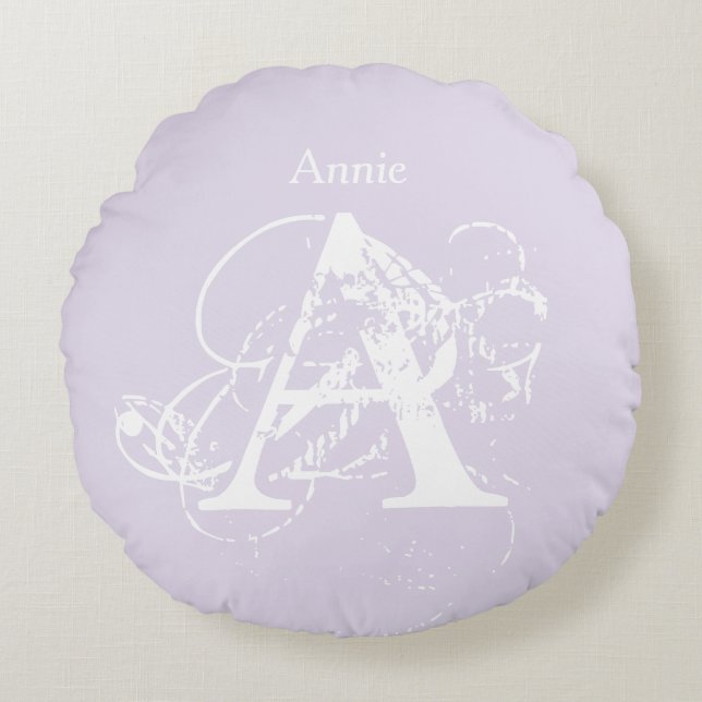 Unik modern mall för monogram Elegant Rund Kudde (Framsidan)
