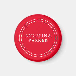 Unik Modern Minimalist Enkel Röd Ditt Namn Magnet