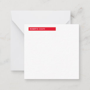 Unik, modern, minimalistisk Namn Red White Anteckningskort