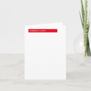 Unik, modern, minimalistisk Namn Red White Anteckningskort