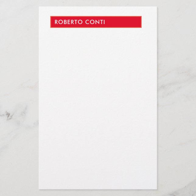 Unik, modern, minimalistisk Namn Red White Brevpapper (Framsida)