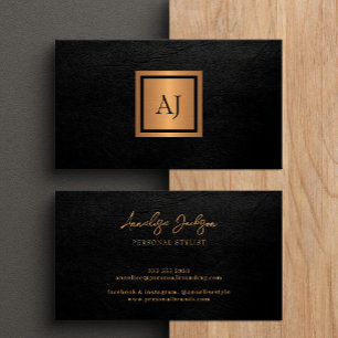 Unik modern monogramsvart professionell guld visitkort