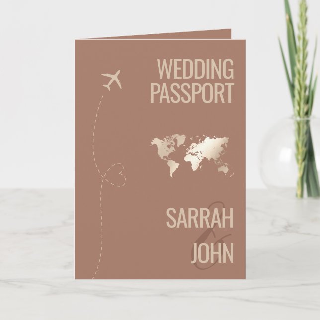 Unik Modern Passport Destinationsbröllopskod QR-ko Inbjudan (Framsida)