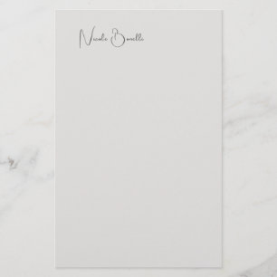 Unik Modern Platinagrå Minimalistisk Kalligrafi Brevpapper
