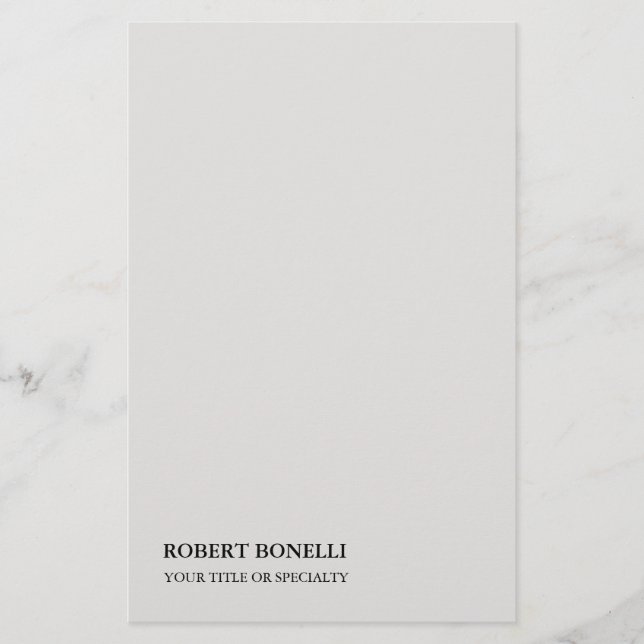 Unik Modern Platinagrå Stylish Minimalistisk Brevpapper (Framsida)